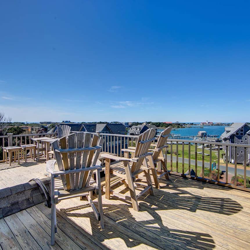 Adirondack Chairs on Deck with water views