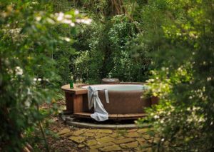 Blisswood Inn, hot tub for honeymoon couples to soak after a day on the ranch. Enjoy a honeymoon in Texas