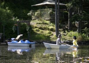 Pearson Pond, couple of honeymooners in a row boat