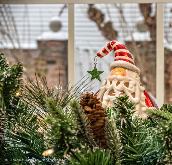 Christmas Decorations for the holidays, Santa in Greenery