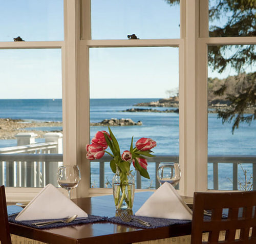 Dining table with water view