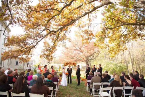 Autumn Wedding in Garth Woodside garden