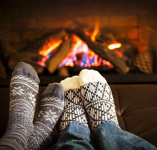 B&B Gift Card Survey - Romantic escape, socked feet by the fire